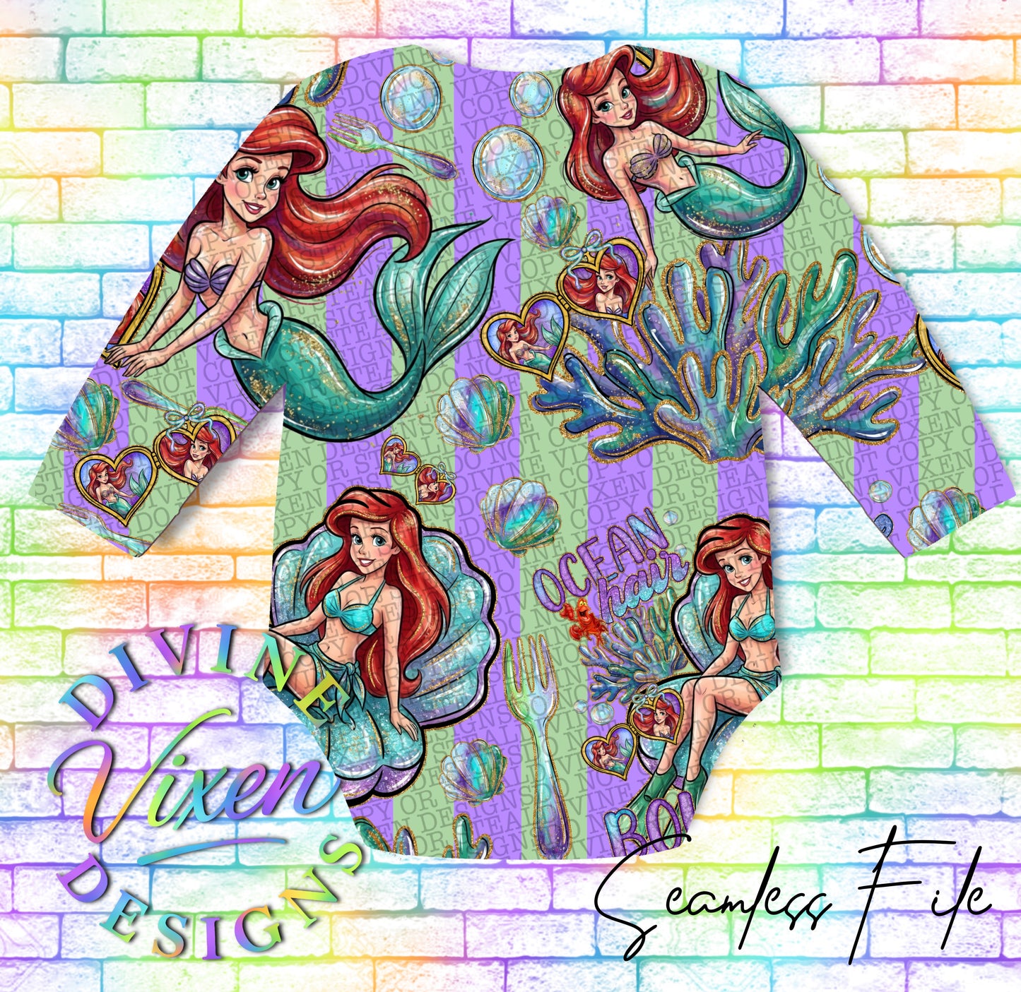 Ocean hair, boujee flair seamless png digital download