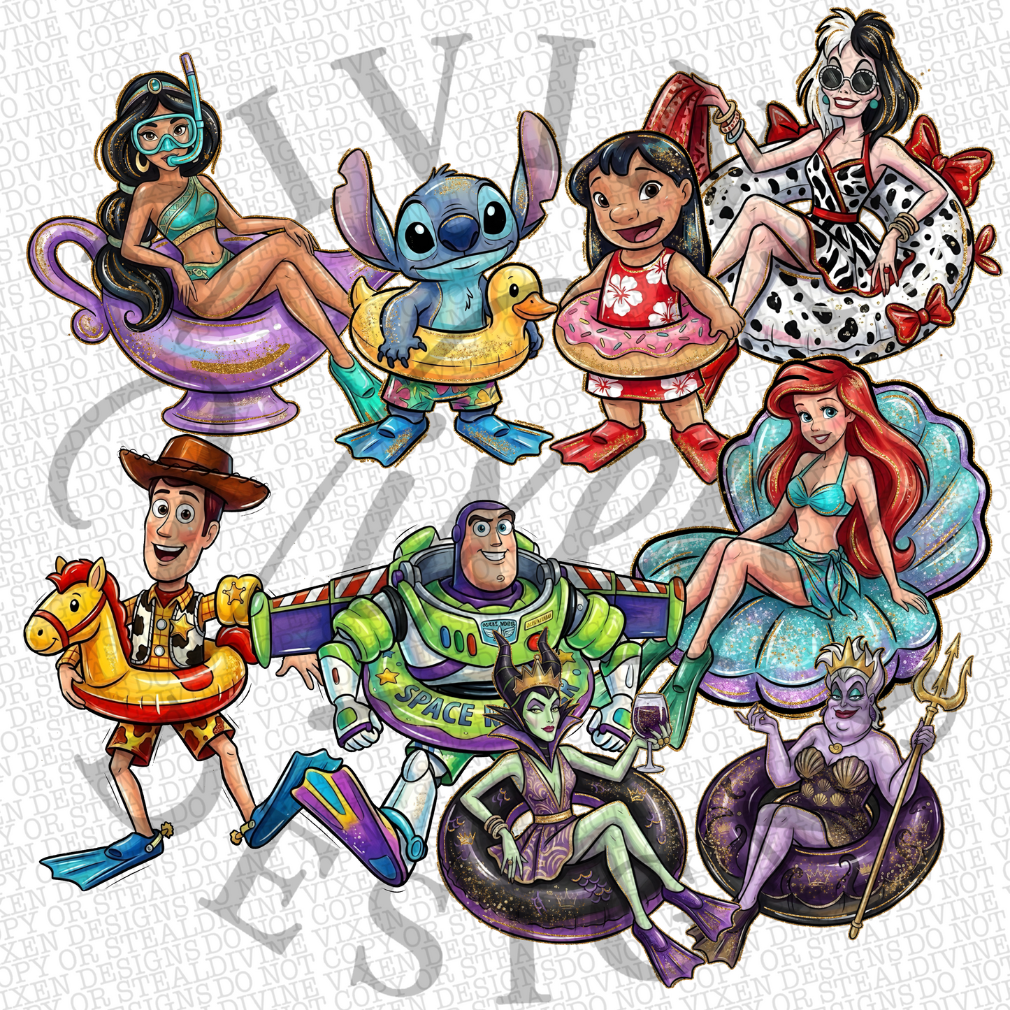 Summer character clipart bundle png digital download