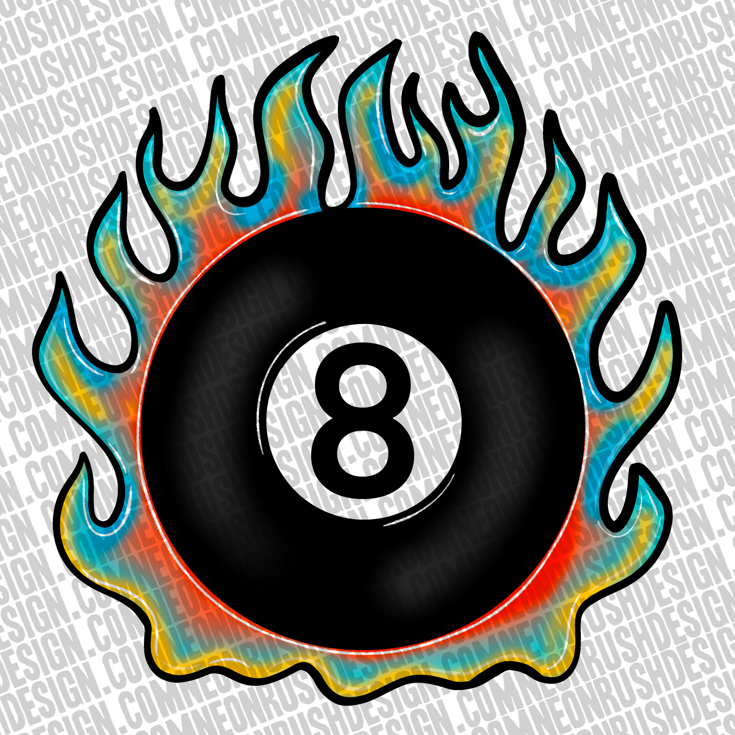 8 ball hand drawn clipart png digital download