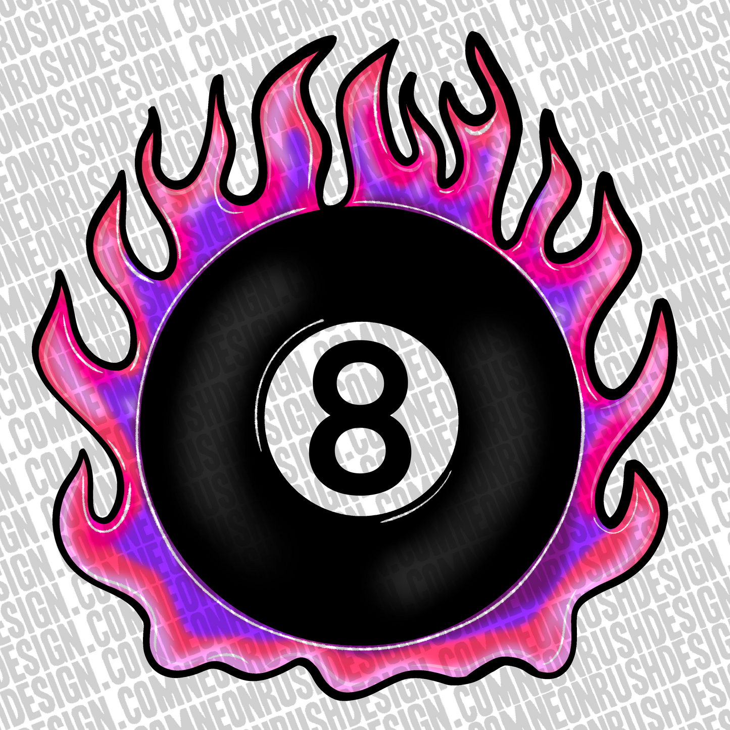 8 ball hand drawn clipart png digital download