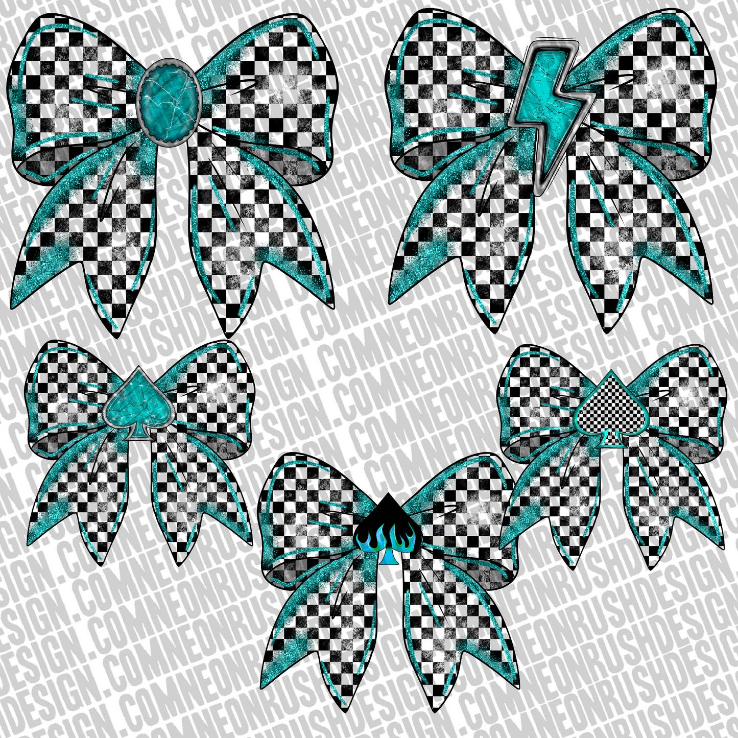 Turquoise bow clipart bundle 5 png digital download