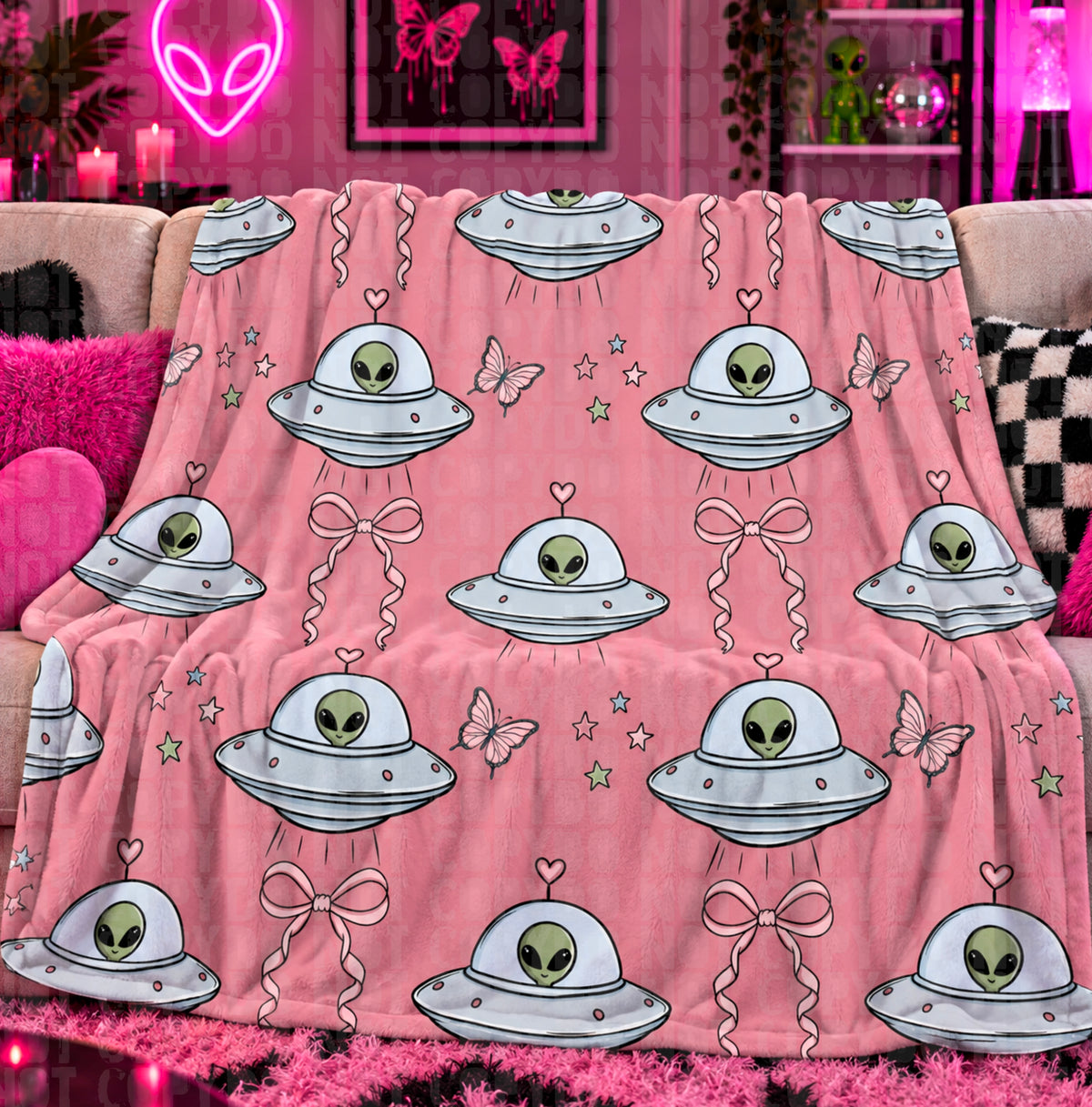 Y2k alien pink seamless digital download