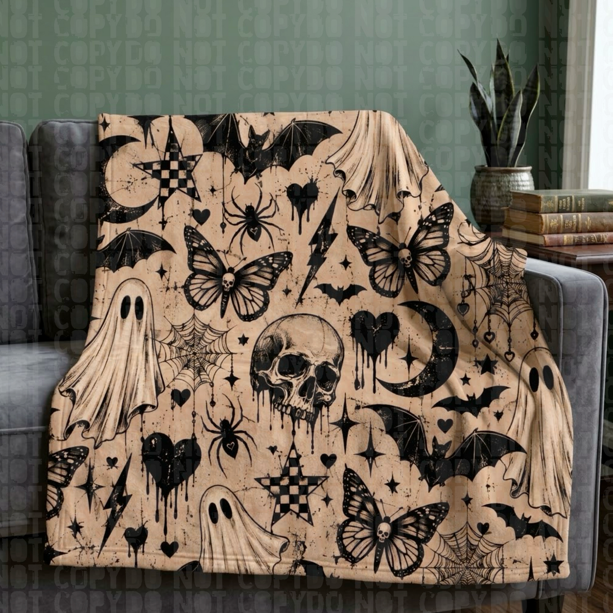 Beige spooky seamless digital download