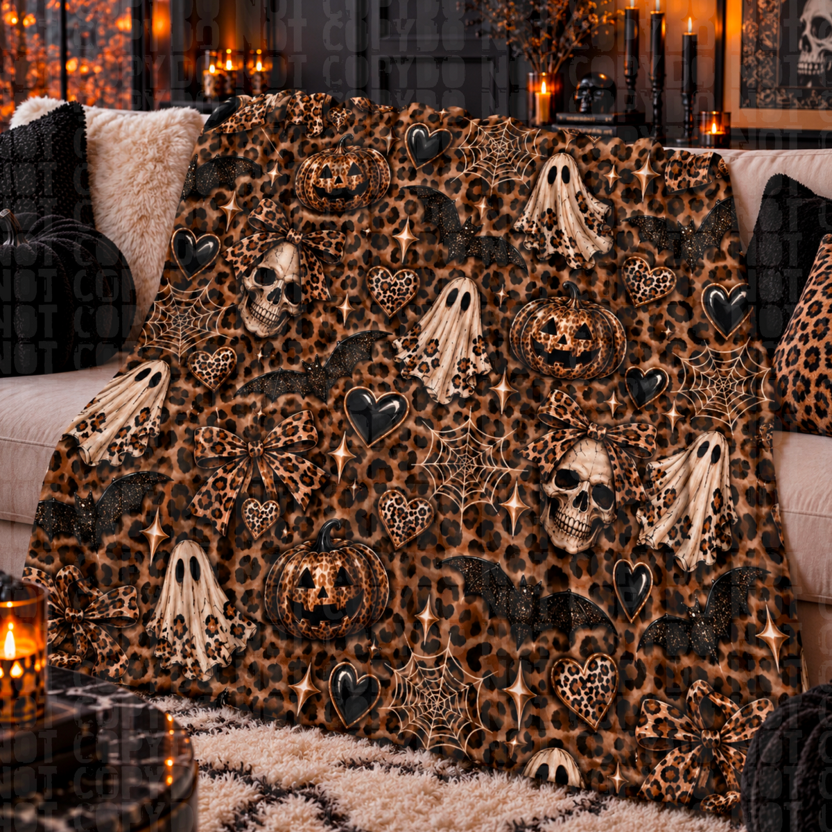 Leopard print spooky seamless digital download