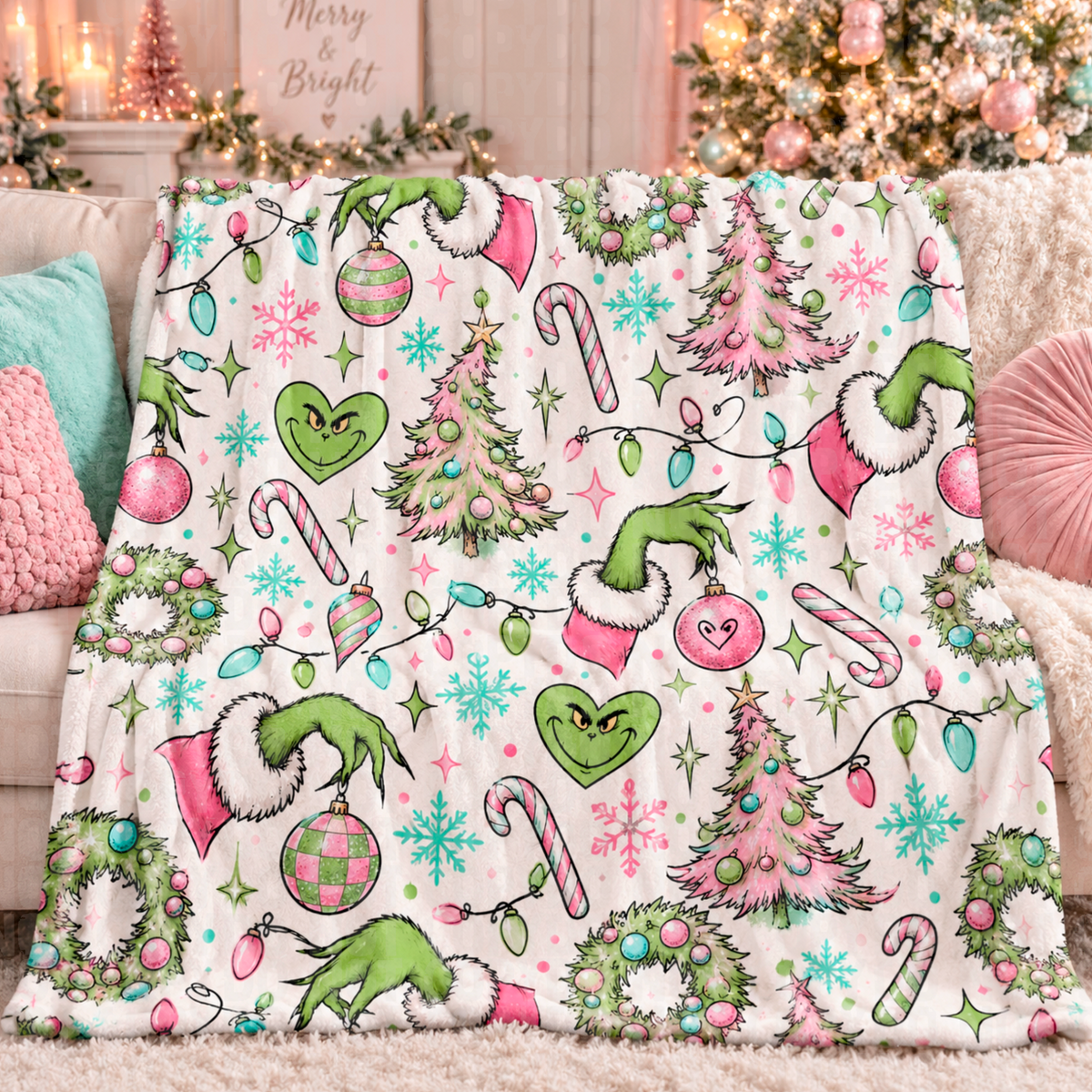 Pastel Christmas seamless digital download