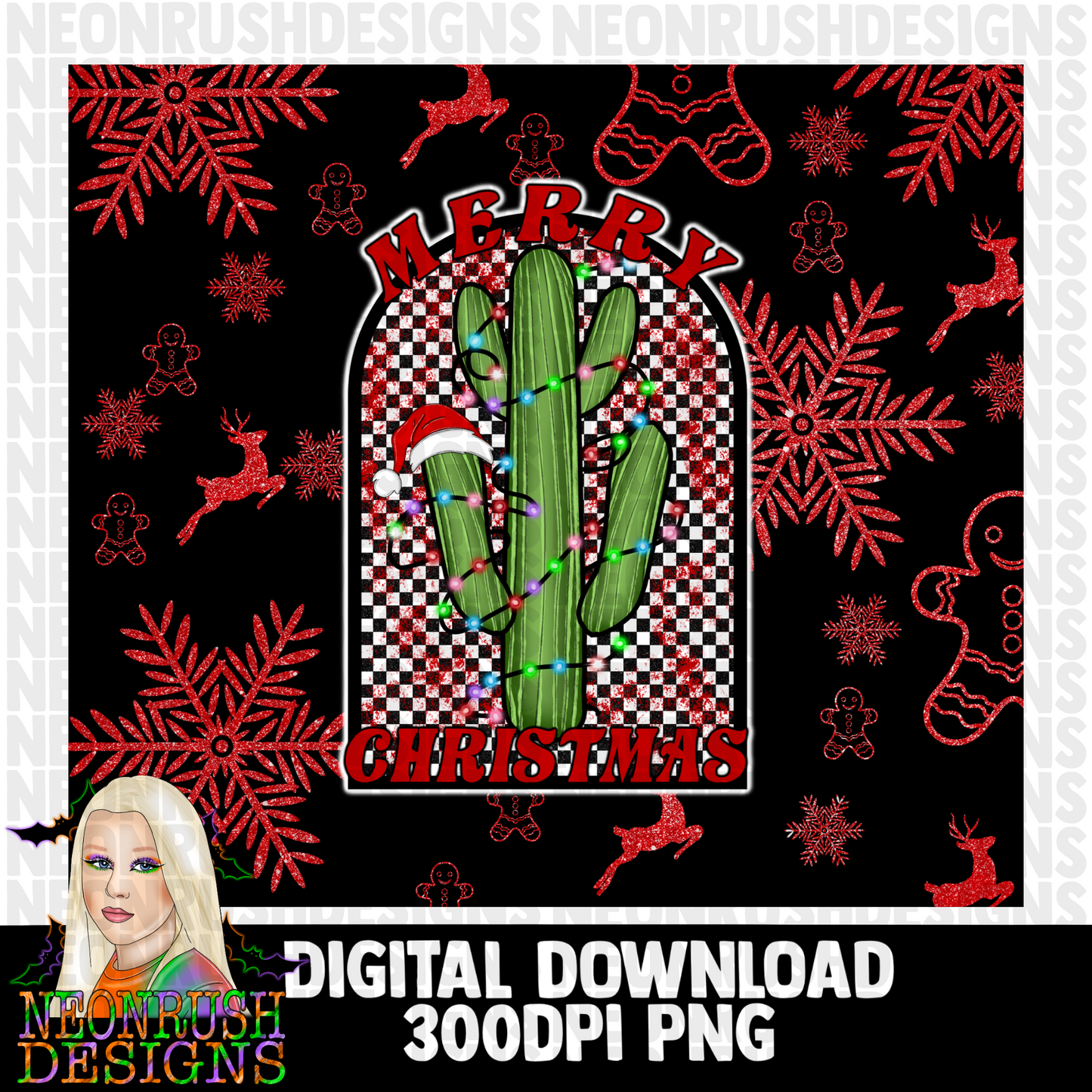 Cactus Christmas tumbler wrap digital download