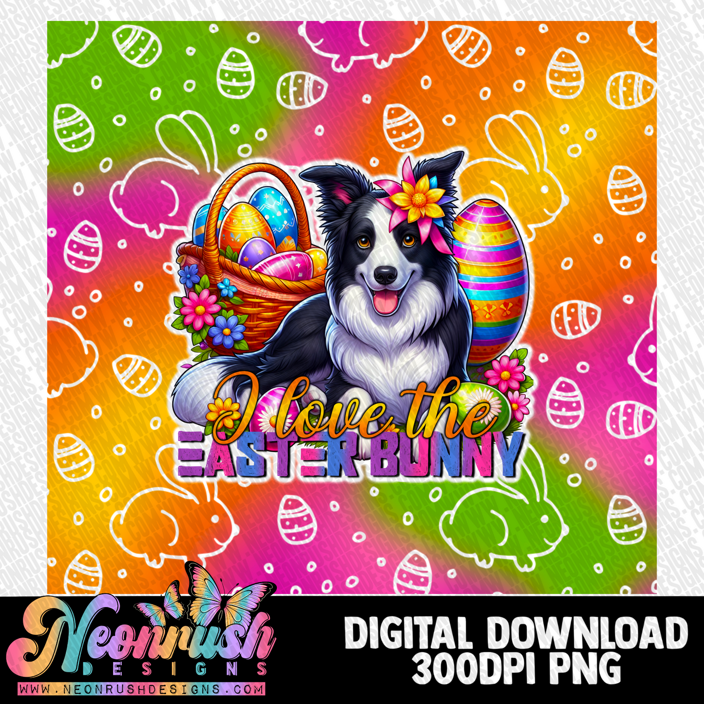 I love the Easter bunny border collie tumbler wrap digital download