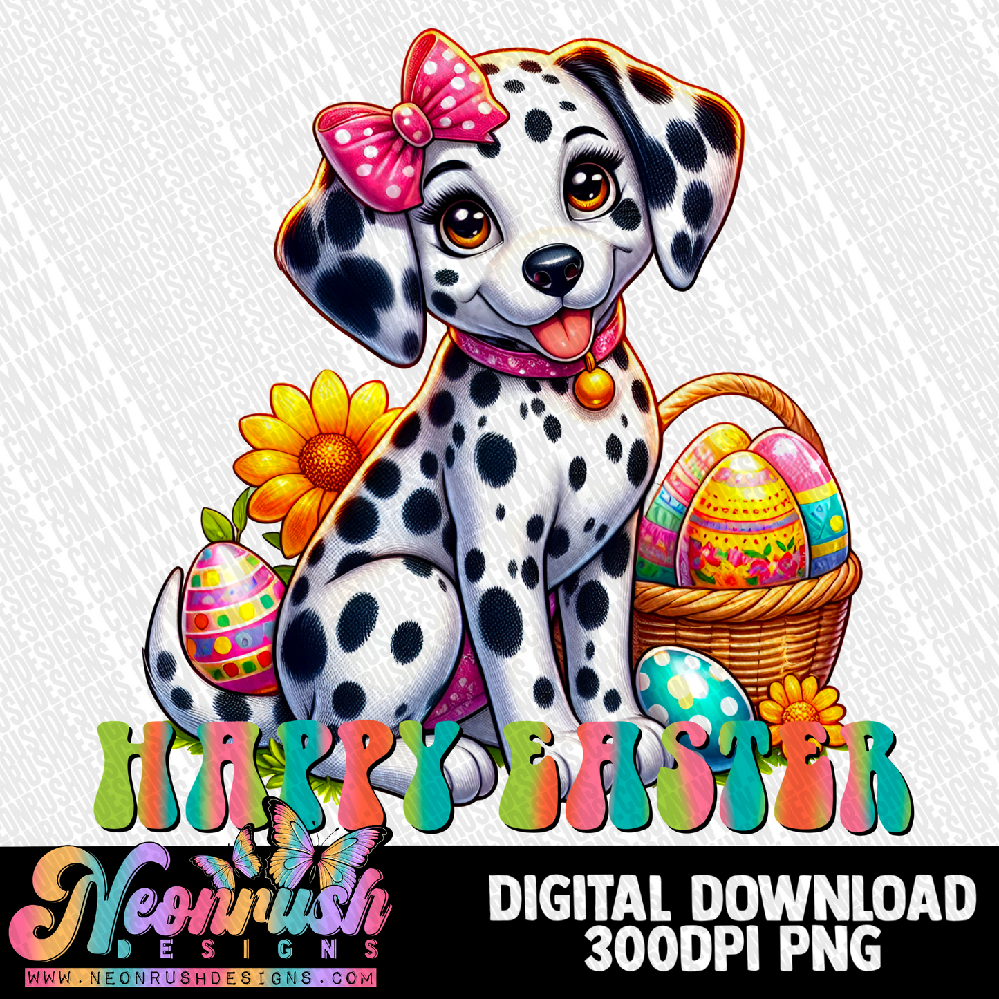 Happy Easter Dalmatian png digital download