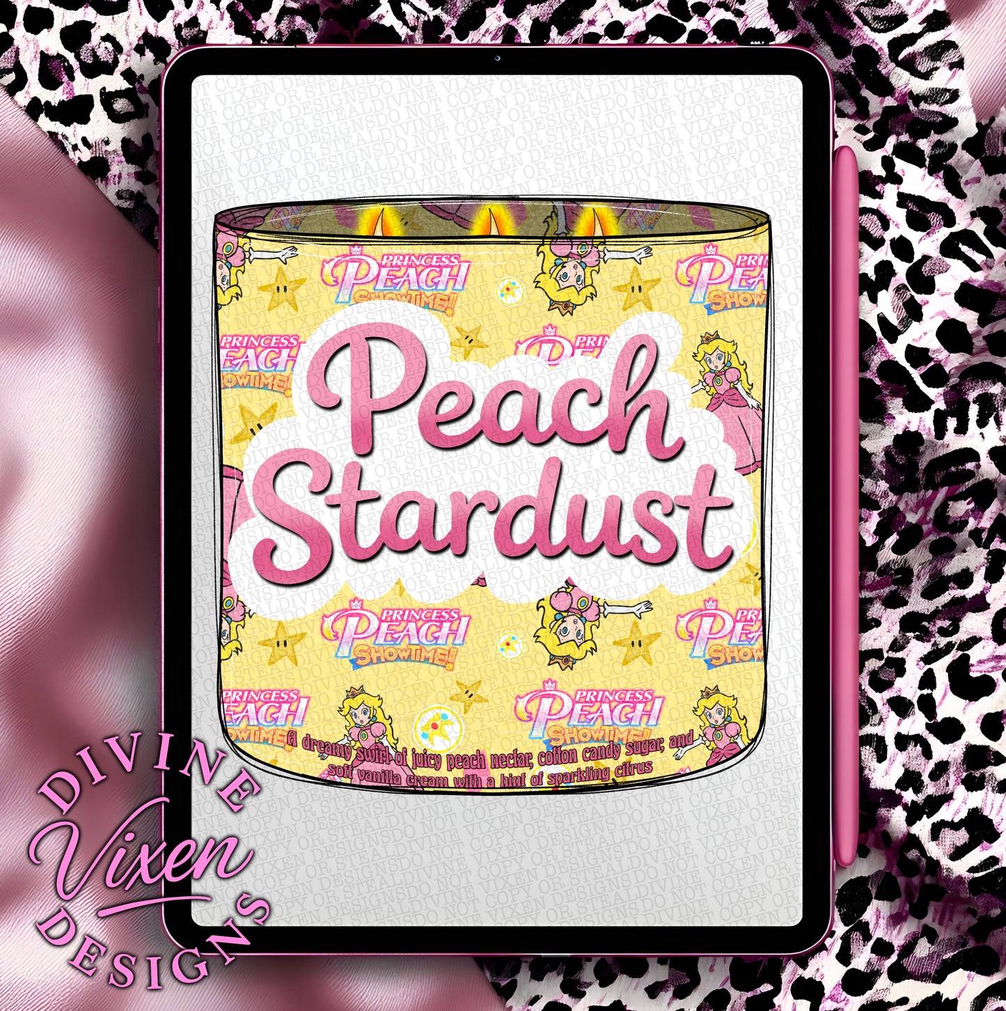 Peach Stardust candle clipart png digital download