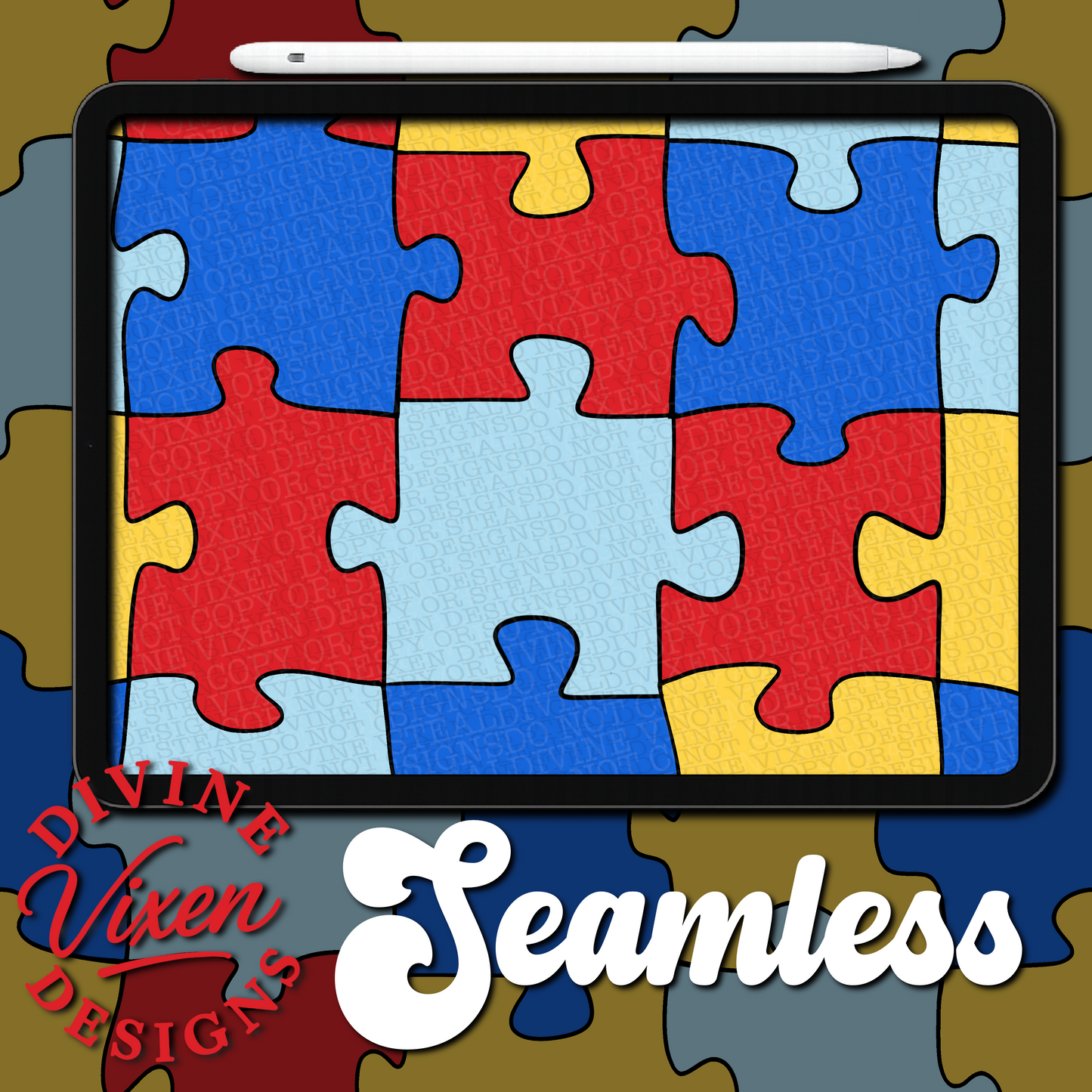 Autism Puzzle seamless digital download