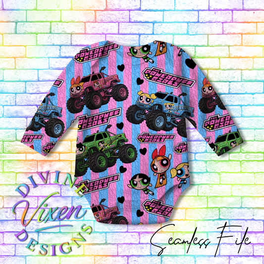 Sugar and spice monster truck seamless digital download