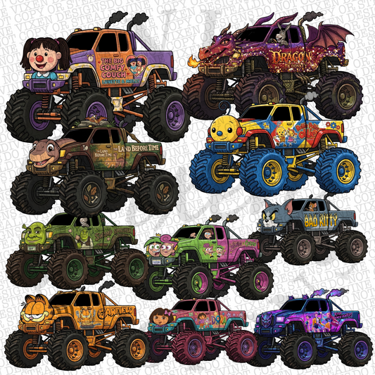 Monster truck 72 trucks character clipart png digital download