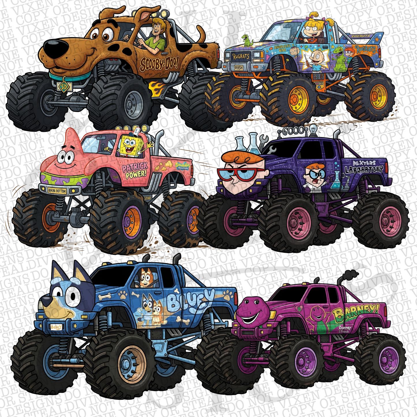 Monster truck 72 trucks character clipart png digital download