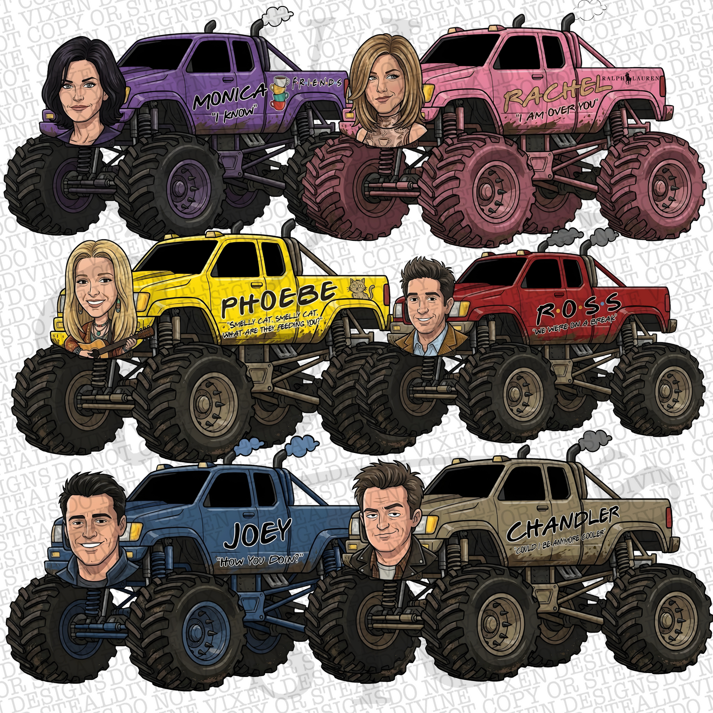 Monster truck 72 trucks character clipart png digital download
