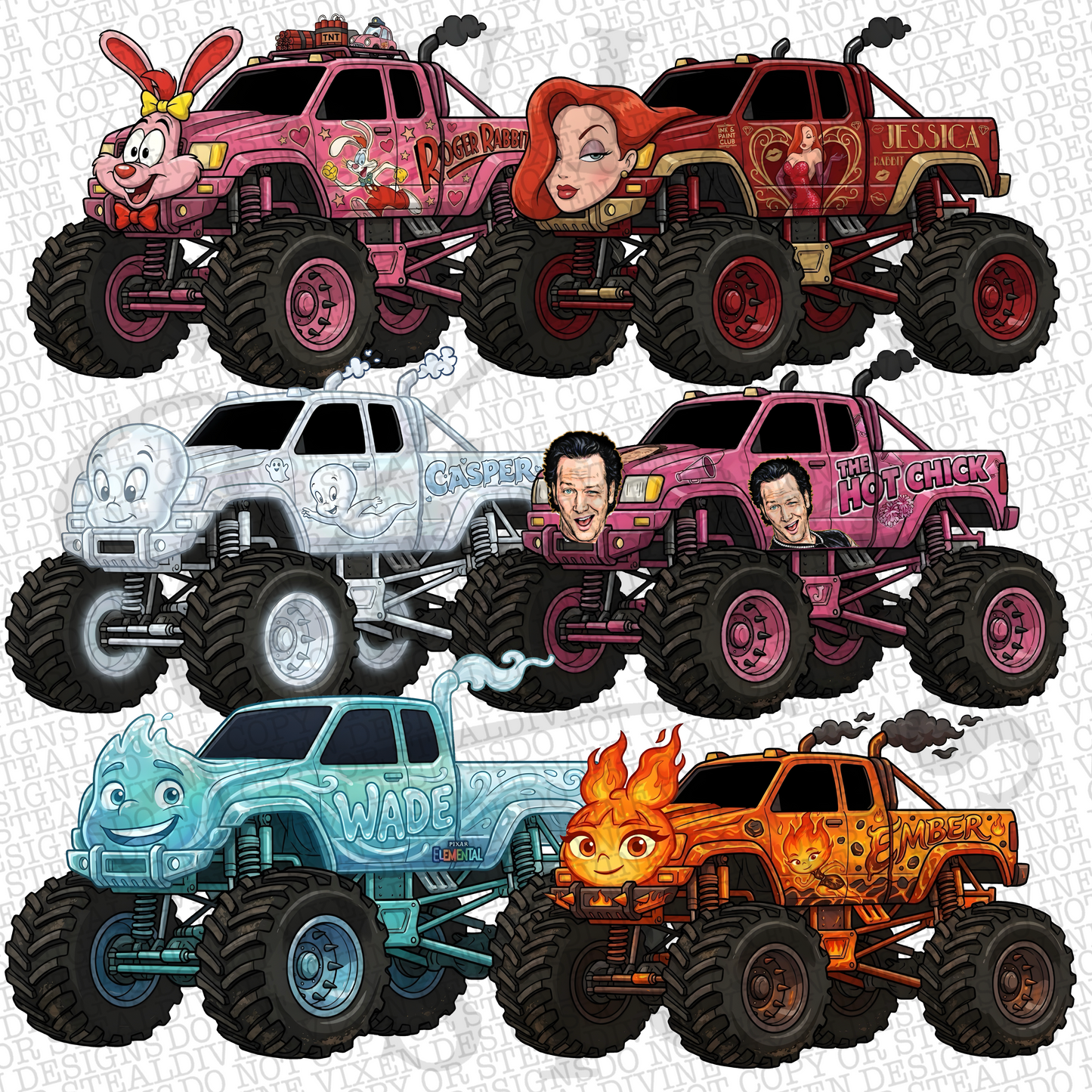 Monster truck 72 trucks character clipart png digital download
