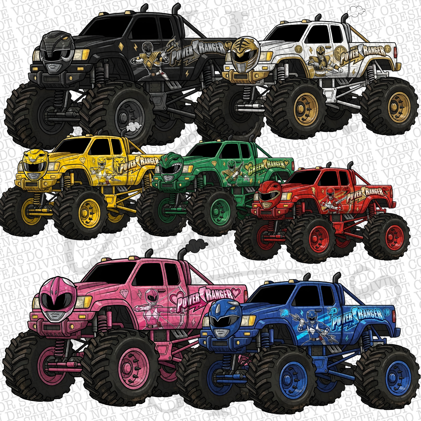 Monster truck 72 trucks character clipart png digital download