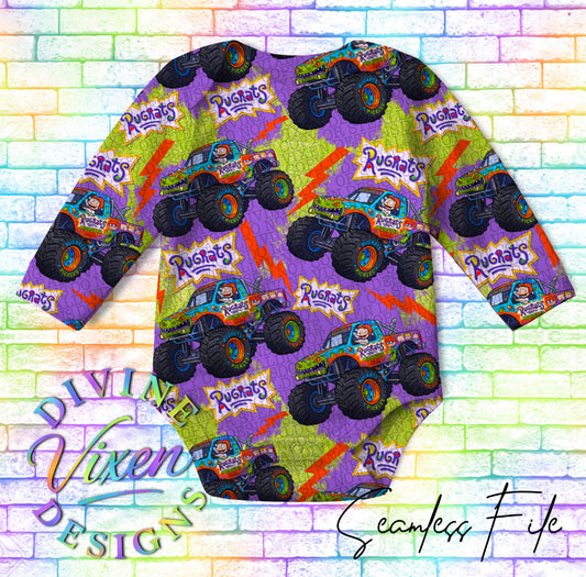 Baby monster truck seamless digital download