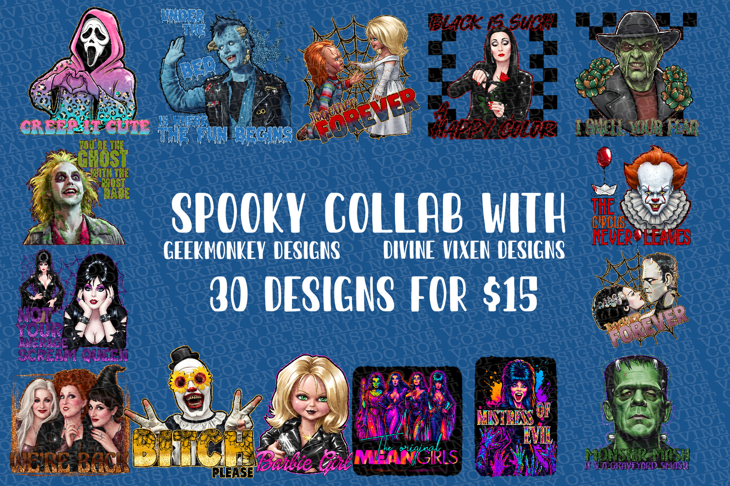 T spooky collab with divine vixen designs and GEEKMONKEY designs  30 digital downloads