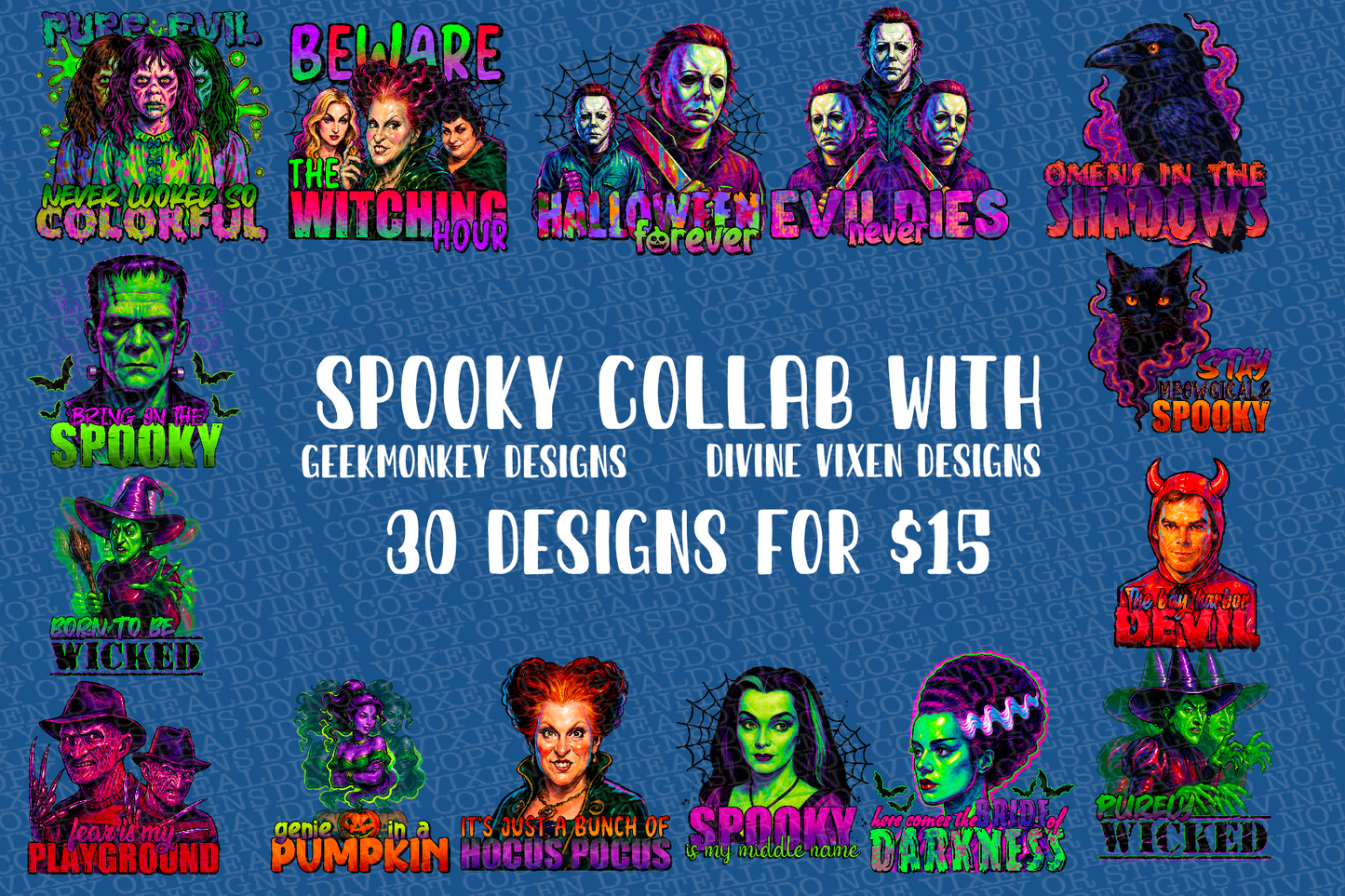 T spooky collab with divine vixen designs and GEEKMONKEY designs  30 digital downloads