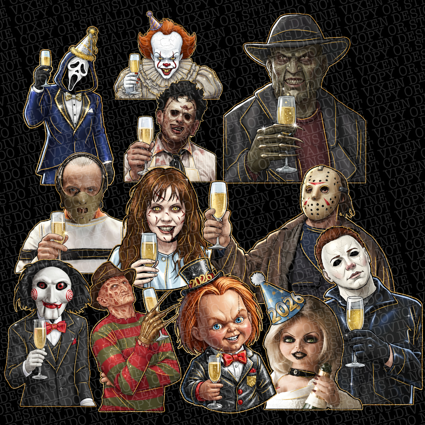 Horror new years png digital download