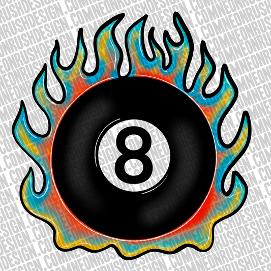 8 ball hand drawn clipart png digital download