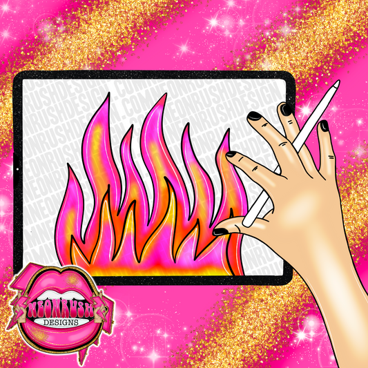 Fire hand drawn clipart png digital download