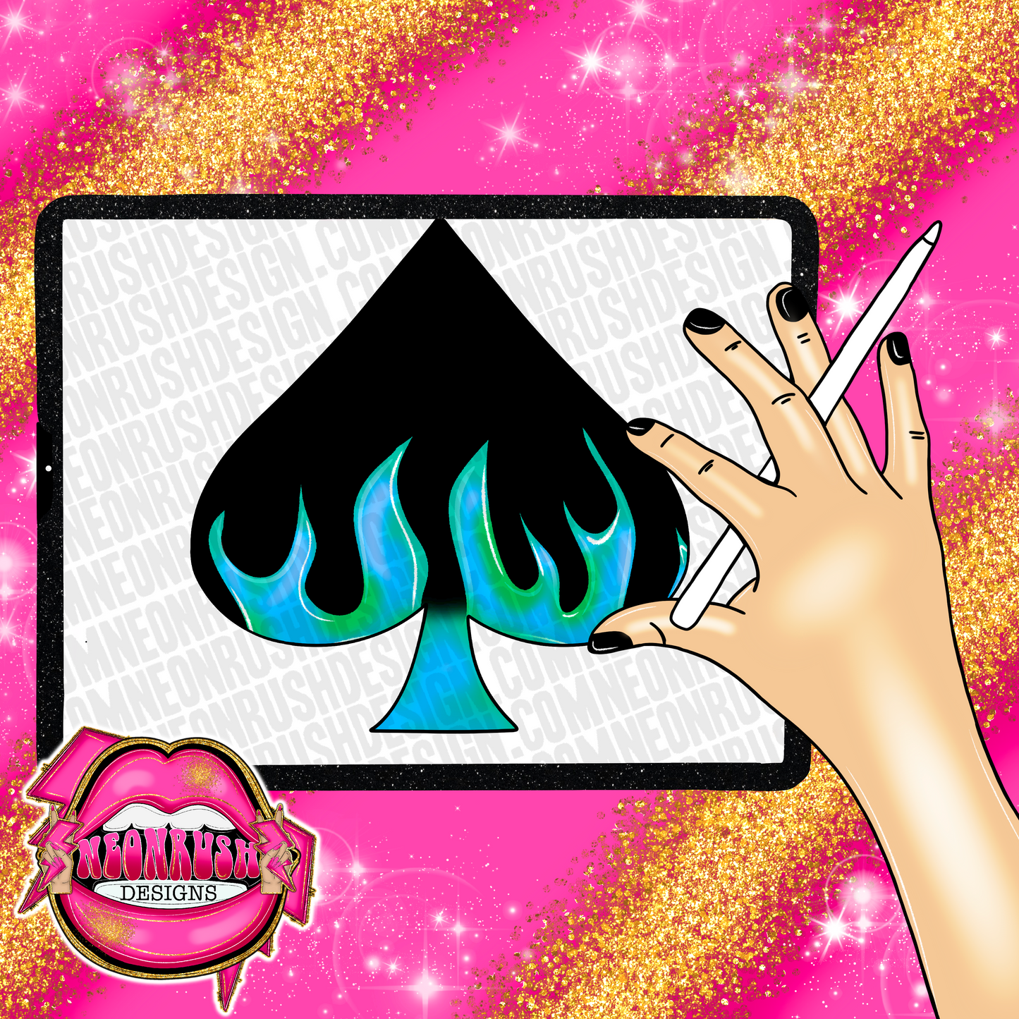 Spades hand drawn clipart png digital download