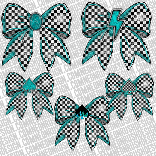 Turquoise bow clipart bundle 5 png digital download