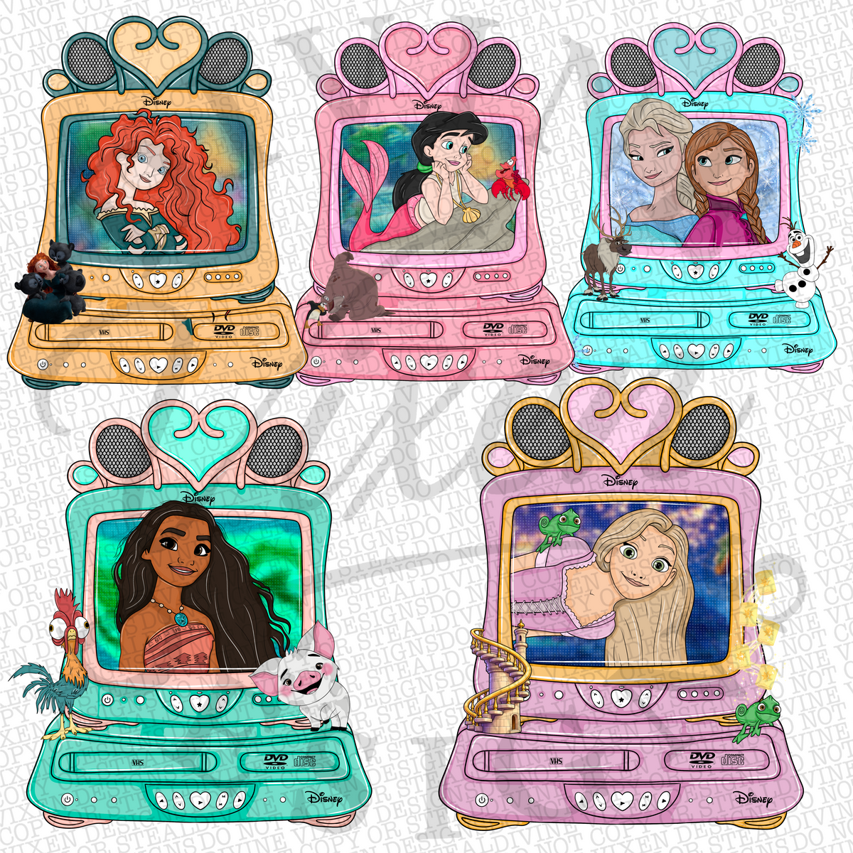Princess tv clipart 16pc bundle digital download