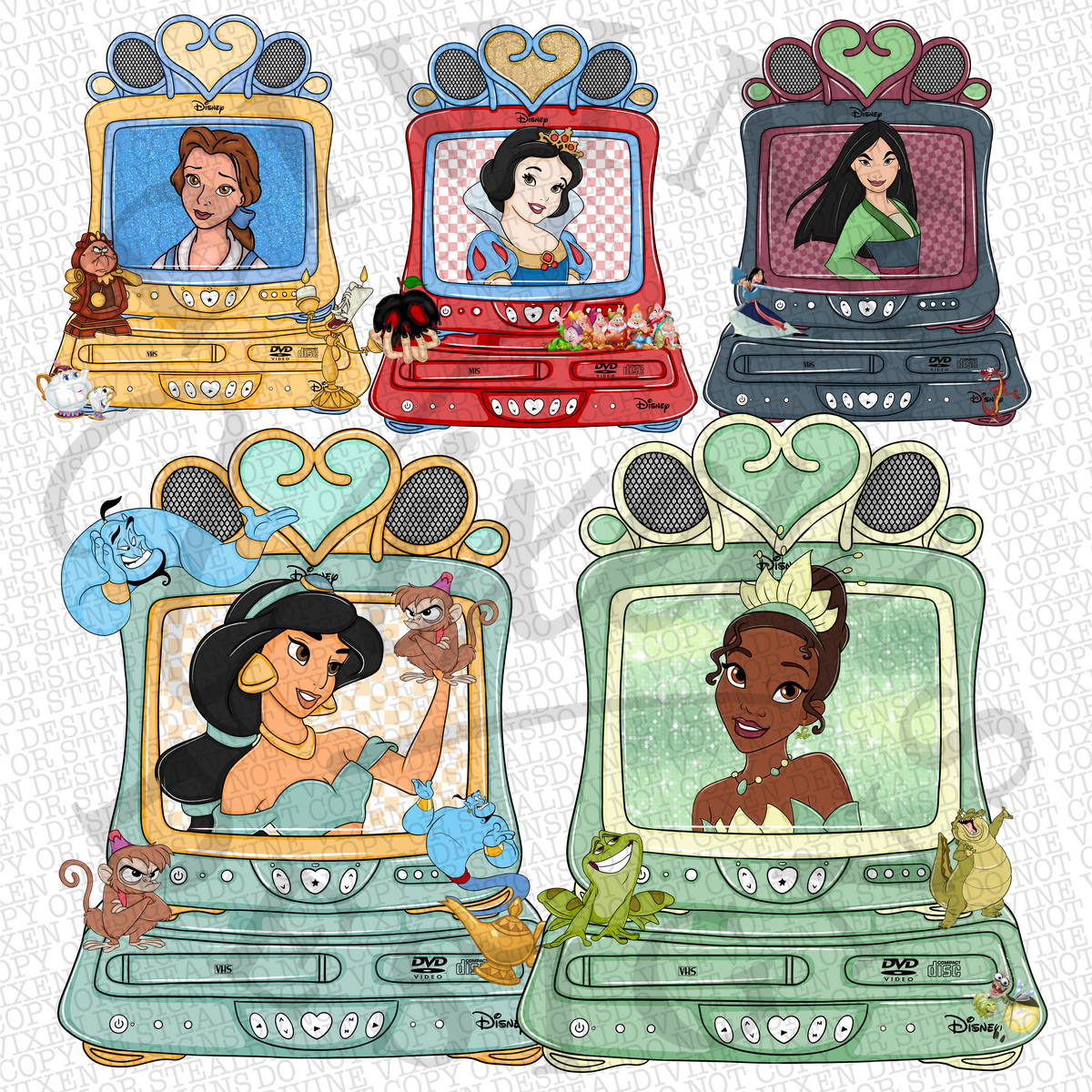 Princess tv clipart 16pc bundle digital download
