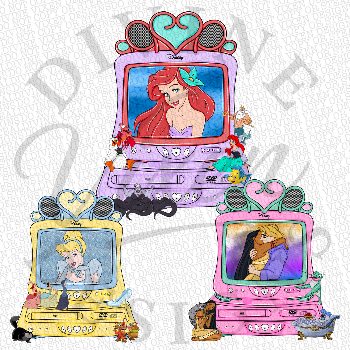 Princess tv clipart 16pc bundle digital download