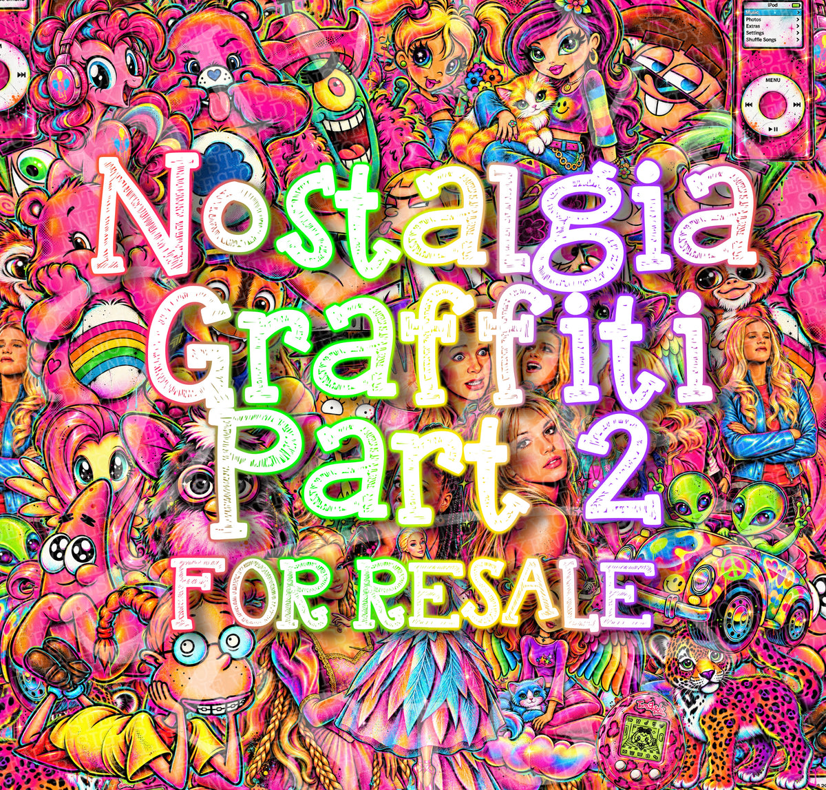 Nostalgia graffiti part 2 clipart 100pc bundle digital download