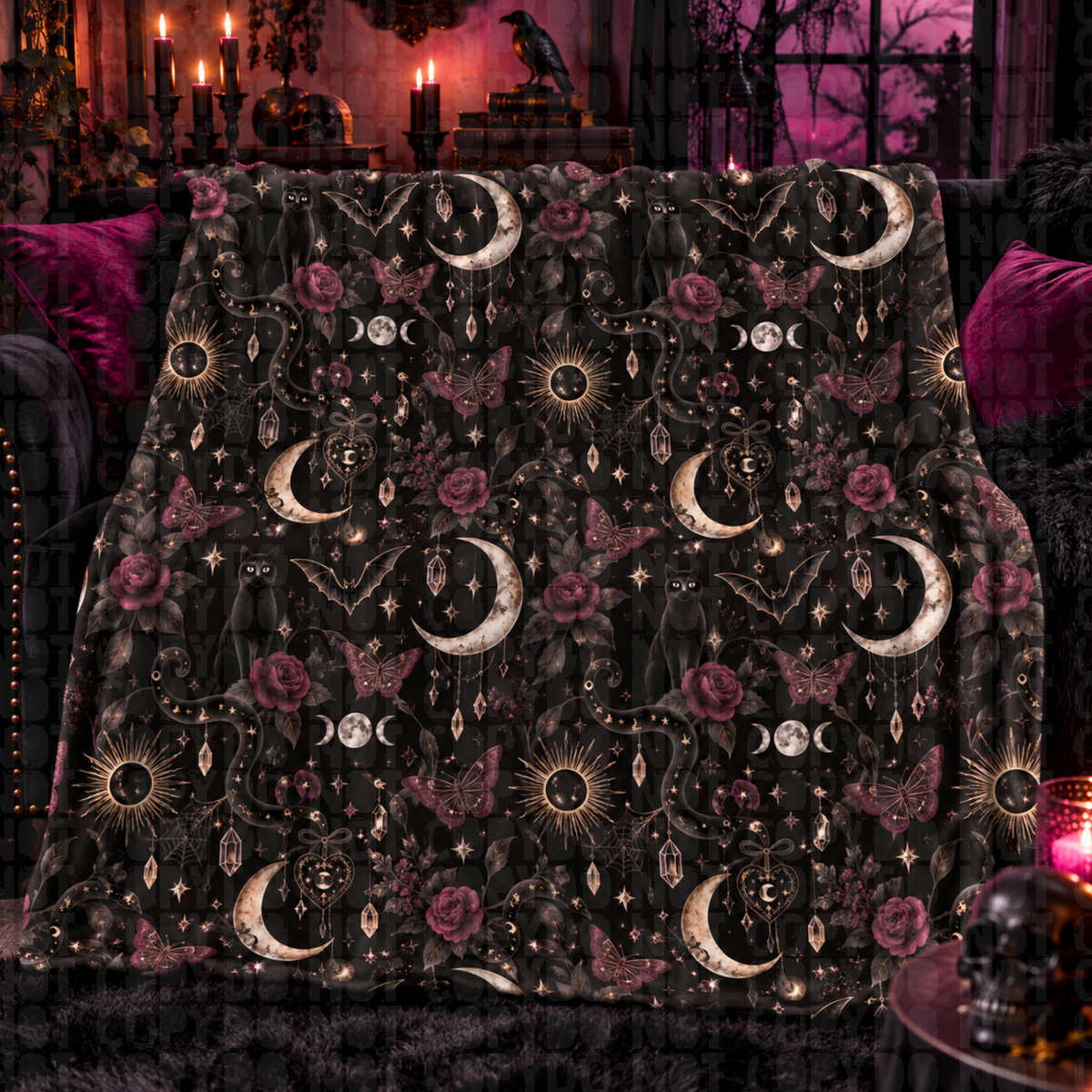 Black cat seamless digital download