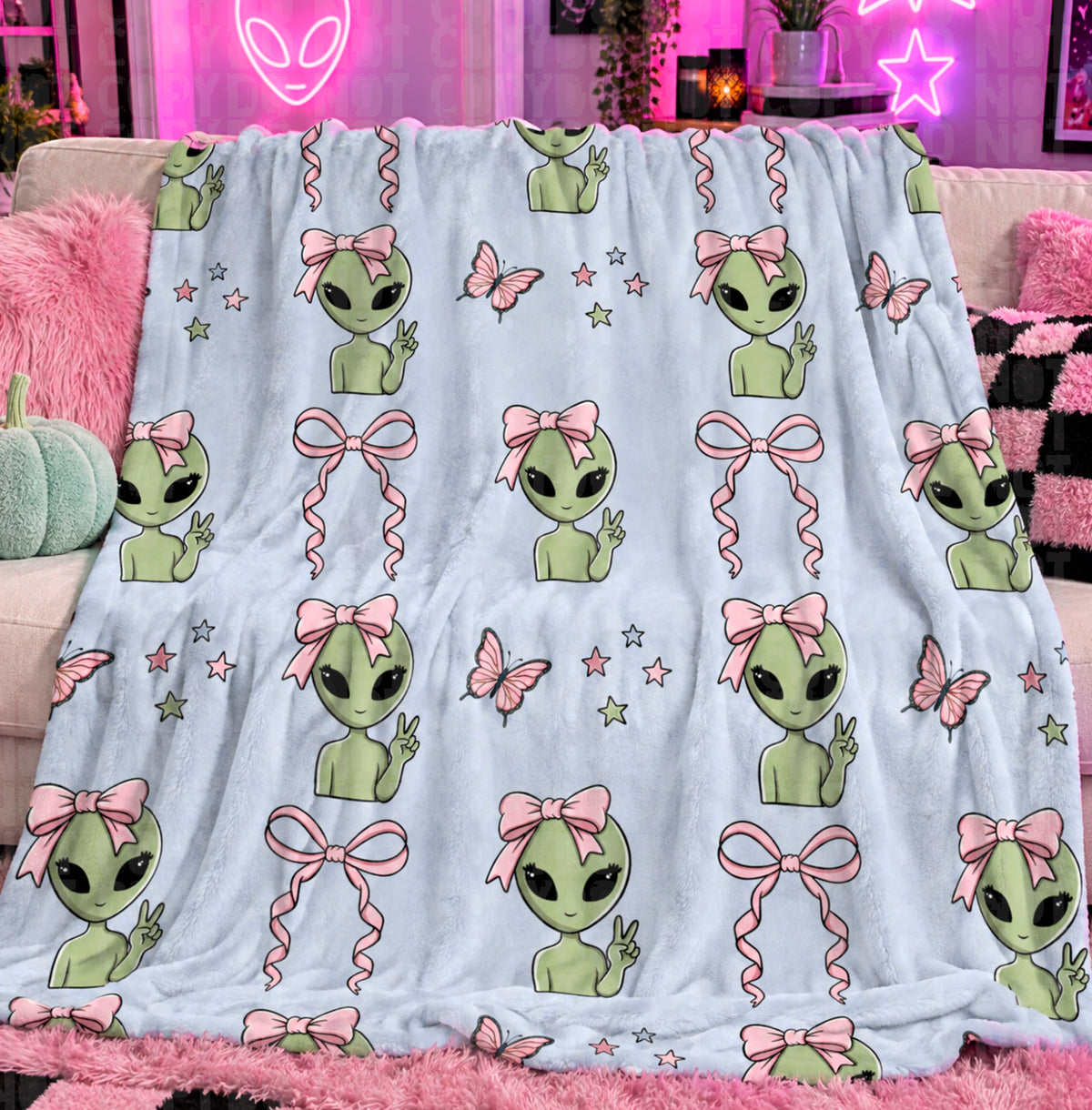 Y2k alien blue seamless digital download