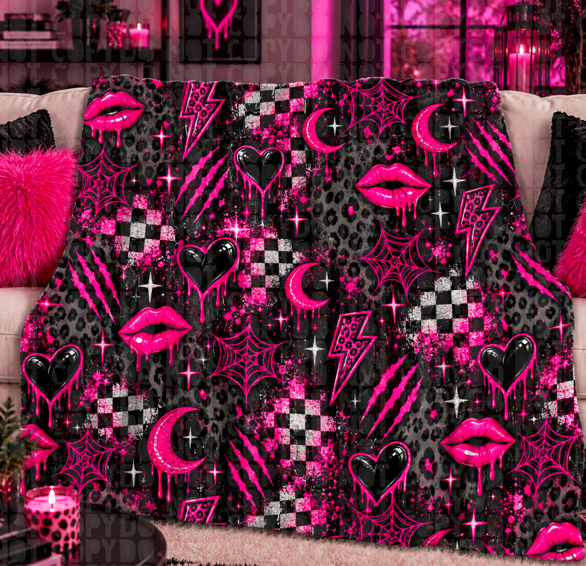 Grunge pink spooky seamless digital download