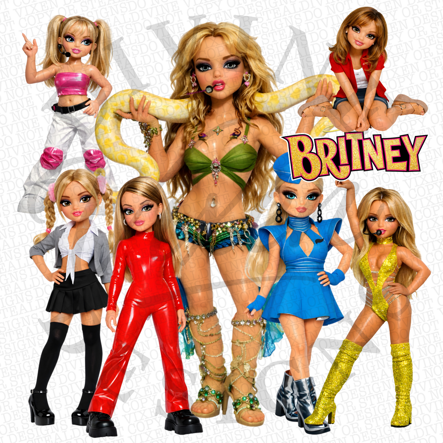 Doll clipart bundle 8pieces  png digital download