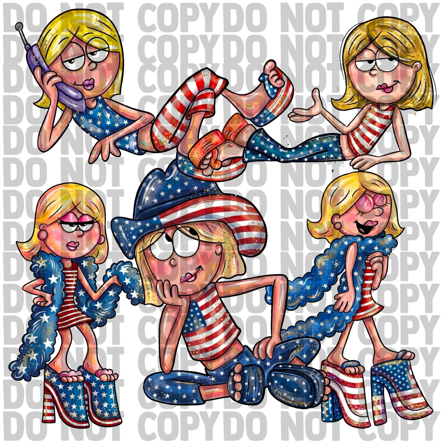 Liz patriotic clipart bundle png digital download