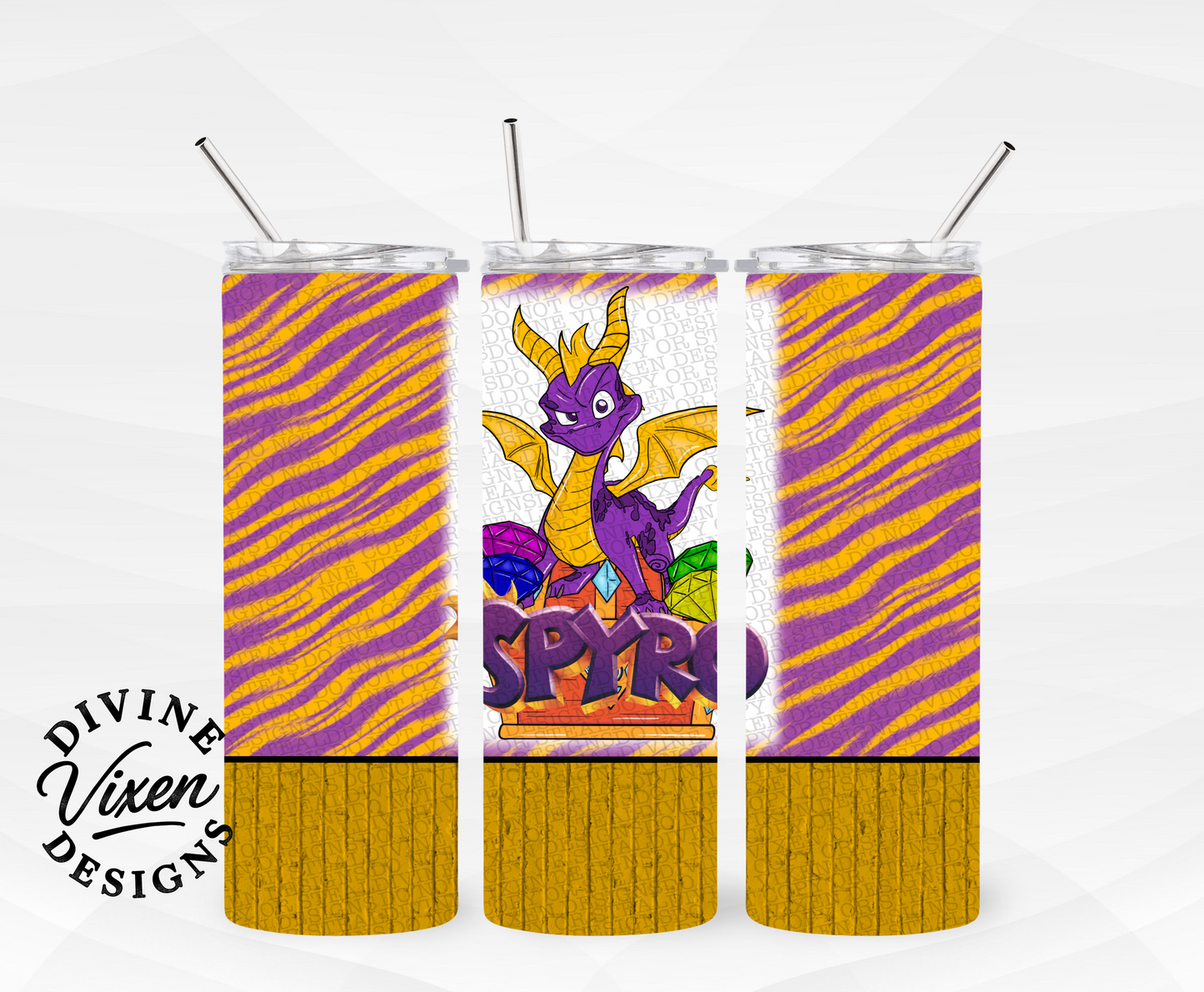 Purple dragon tumbler wrap digital download