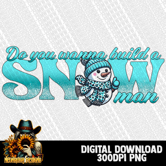 Build a snowman blue png digital download