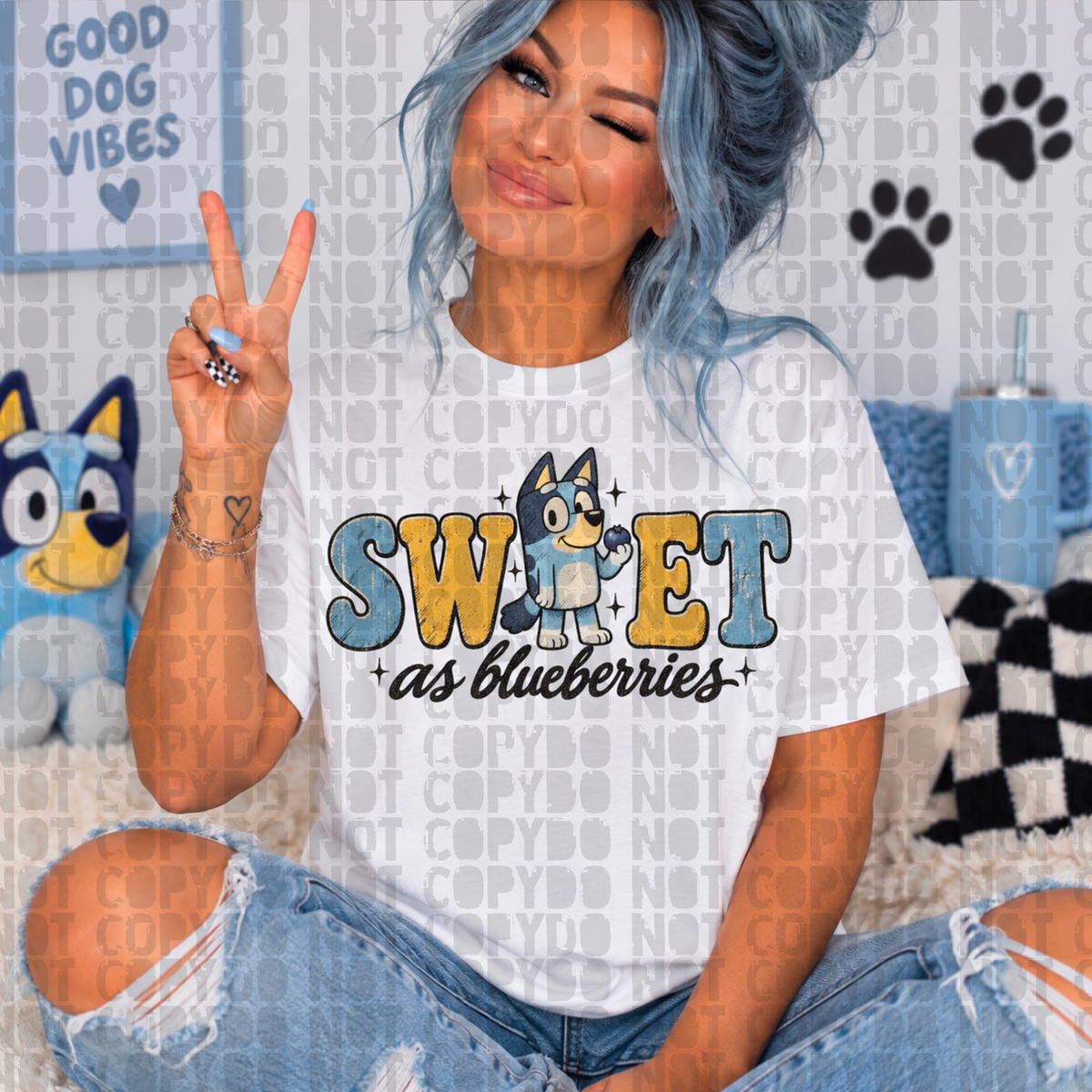 Sweet as blueberries png digital download