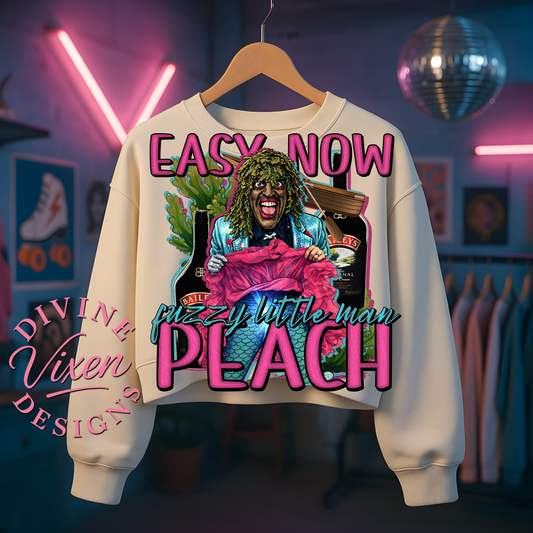 Easy now fuzzy little man peach png digital download