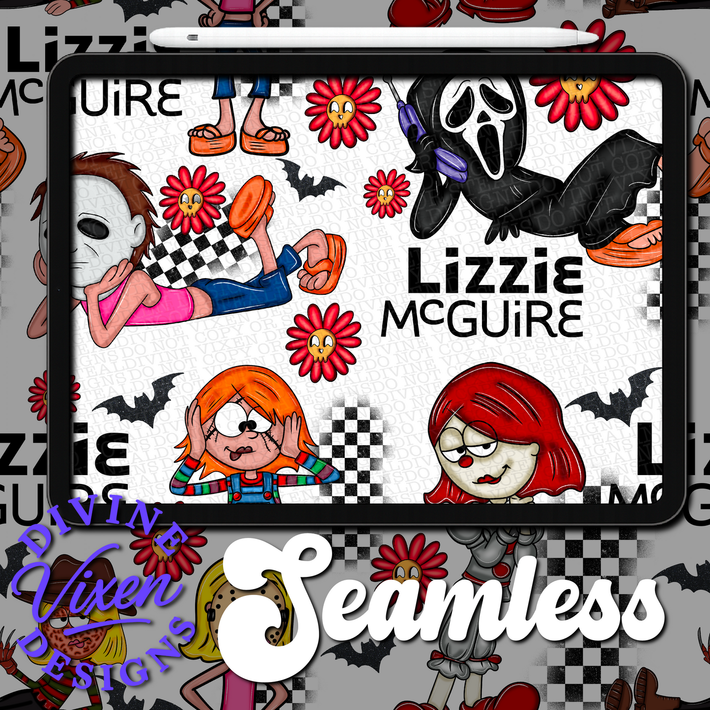 Horror Lizzie seamless digital download