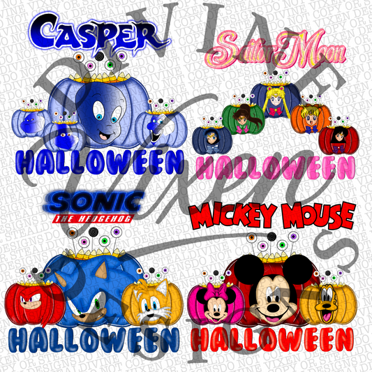 Halloween kid character candy buckets 50 +png digital download