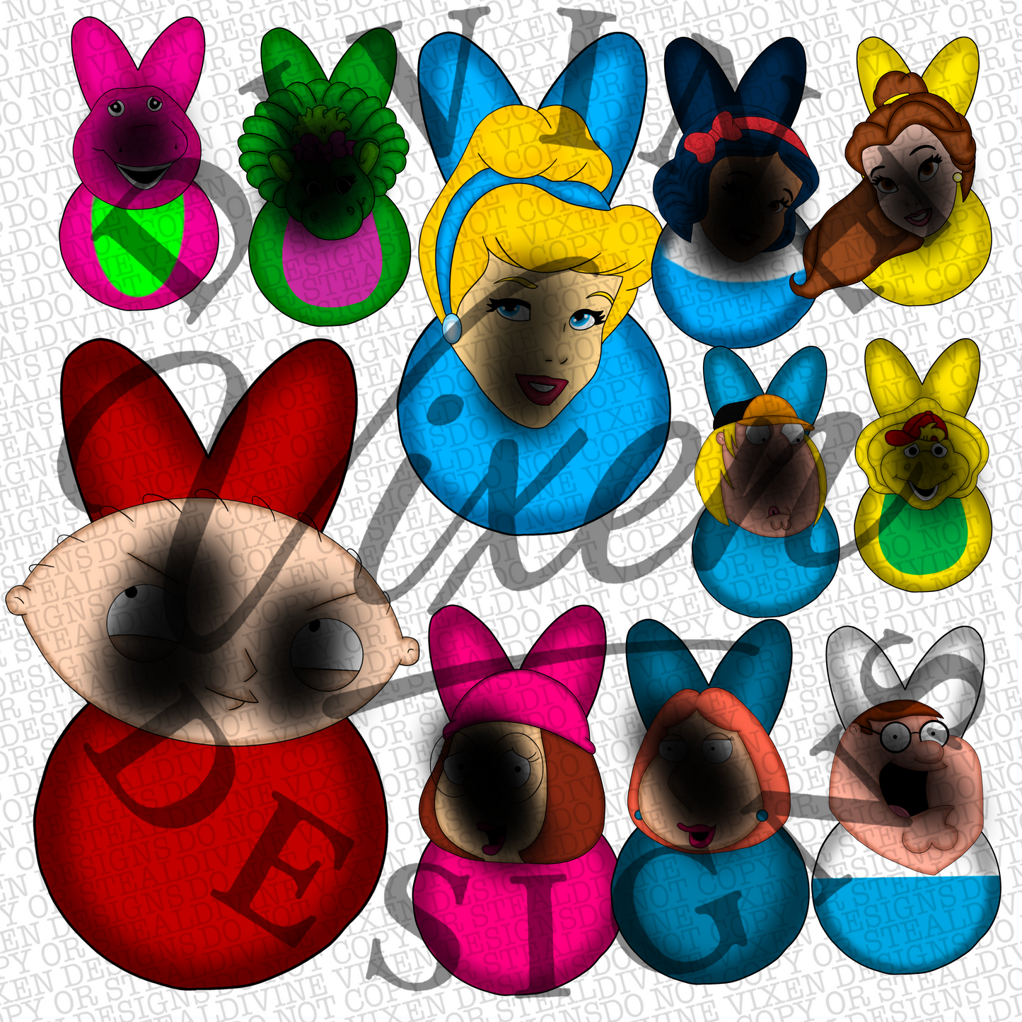 Easter peep character 31 clipart bundle -just peepin’ around