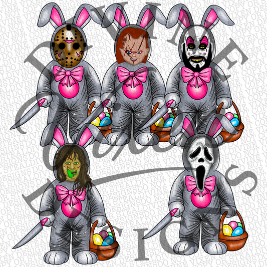 Horror Easter bunny’s clipart 40 png digital download