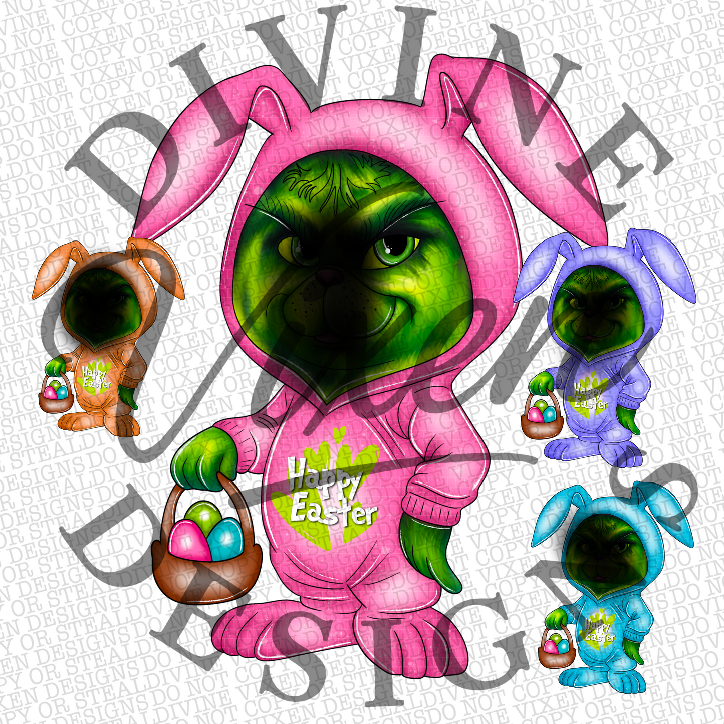 MEAN 1 EASTER BUNNIES CLIPART digital download