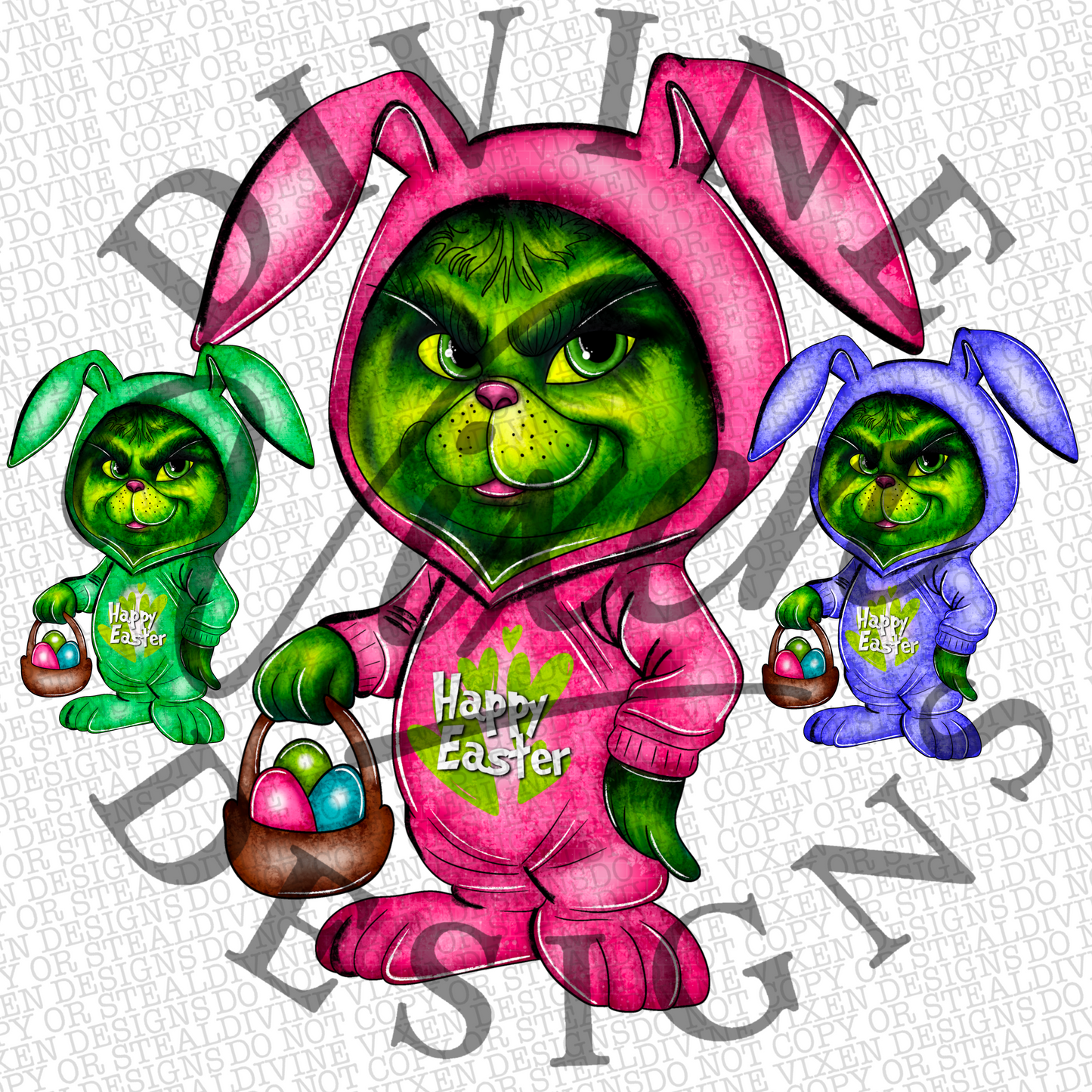 GRNCH WATERCOLOR EASTER BUNNIES CLIPART digital download