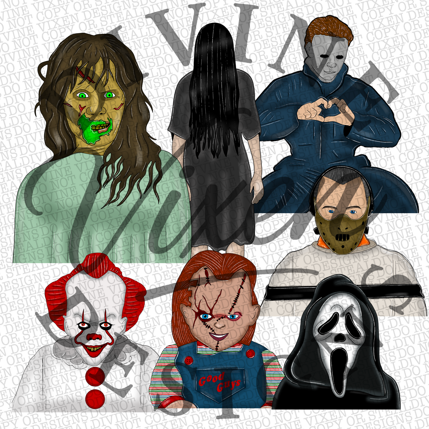 Non holiday horror clipart 20 png digital download