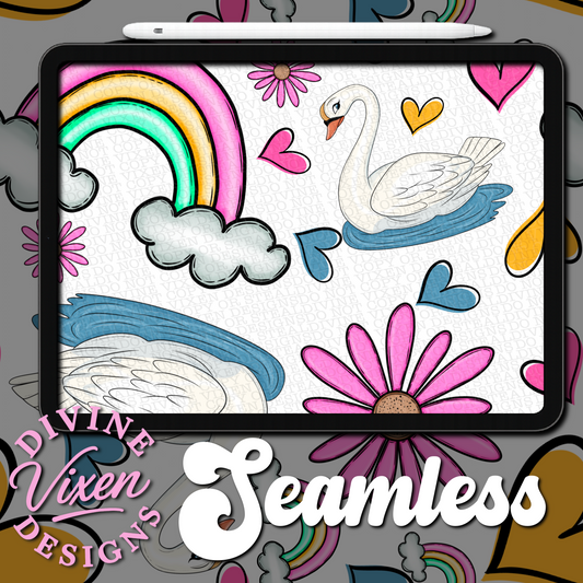 A beautiful swan seamless digital download