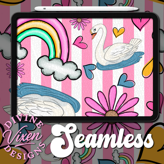 A beautiful swan seamless digital download